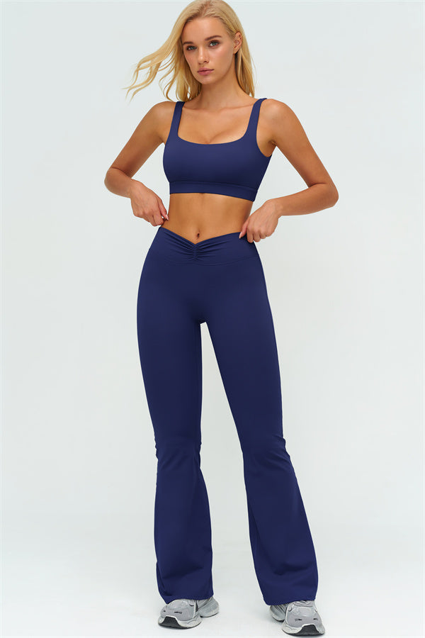 The Lushness V-Back Sports Bra Flared Leggings 2-Piece Set