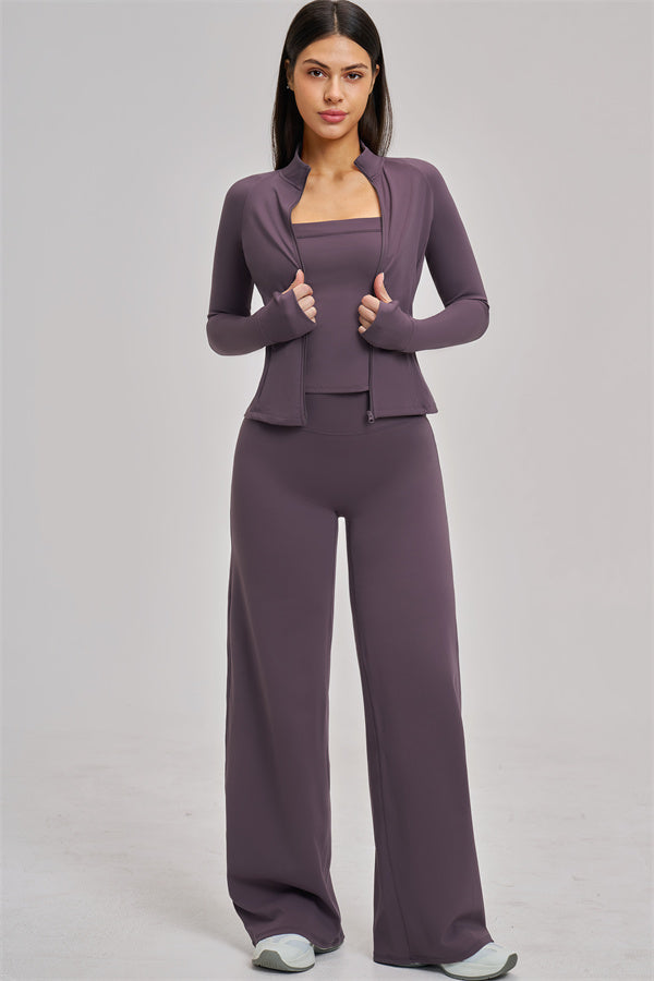 The Swoon Jacket Tank Top Flared Leggings 3-Piece Set