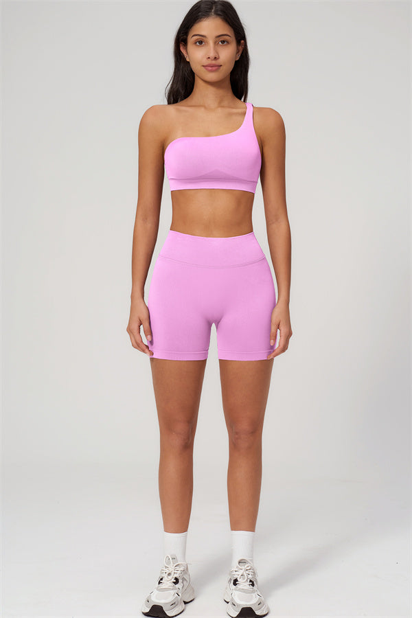 The Empower One-Shoulder Sports Bra Shorts 2-Piece Set