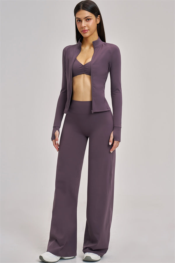 The Swoon Jacket Sports Bra Flared Leggings 3-Piece Set