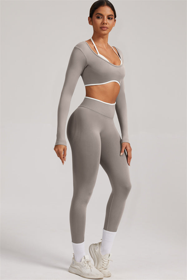 The Elevate New Long Sleeve Crop top Leggings 2-Piece Set