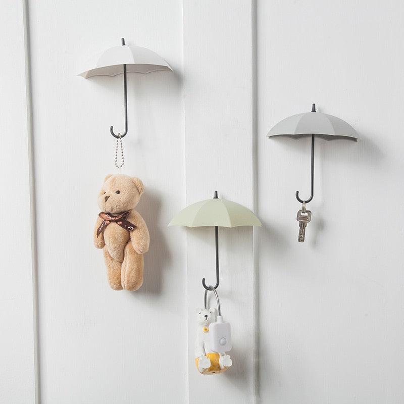 3Pcs/set Creative Umbrella Shape Hook Colorful Key Hanger Holder home Bedroom Wall decoration Accessories Wall Hanging Hooks Key Hangers Holder Towel Rack Multifunctional Hooks for Living Room Bedroom