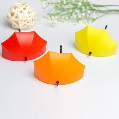 3Pcs/set Creative Umbrella Shape Hook Colorful Key Hanger Holder home Bedroom Wall decoration Accessories Wall Hanging Hooks Key Hangers Holder Towel Rack Multifunctional Hooks for Living Room Bedroom