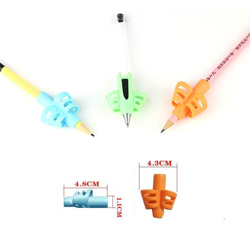 3Pcs/Set Soft Silica Pencil Grasp Two-Finger Gel Pen Grips Children Writing Training Correction Tool Pens Holding for Kids Gifts Children's School Supplies Triangular Correction Children's Writing Tool