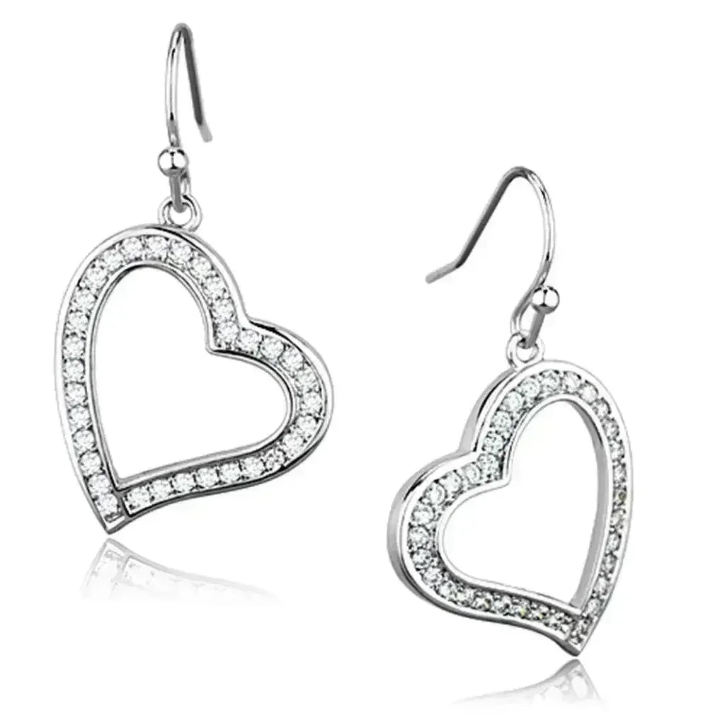 Rhodium Brass CZ Earrings | AAA Grade Clear Cubic Zirconia -femstylo