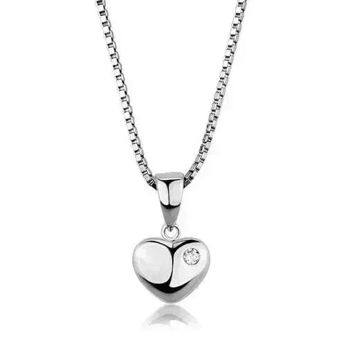 Heart Shaped Brass CZ Pendant - AAA Clear Cubic Zirconia Necklace | Femstylo