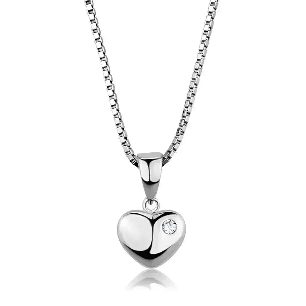 Heart Shaped Brass CZ Pendant - AAA Clear Cubic Zirconia Necklace | Femstylo