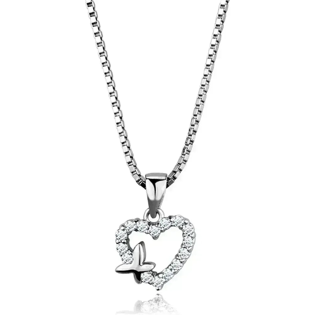 Heart Shaped Rhodium Pendant - AAA CZ Stone Necklace | Femstylo