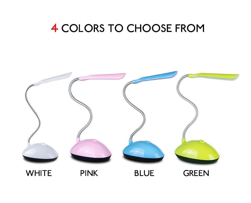 4 Colors Mini LED Desk Lamp Book Light AAA Battery Powered Eye-Protection Children Study Table Lamp Decorative Table Lamp Cute Study Lamps for Bedroom Décor