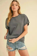 Exposed Seam T Shirt - Edgy Cotton Blend Tee | Femstylo