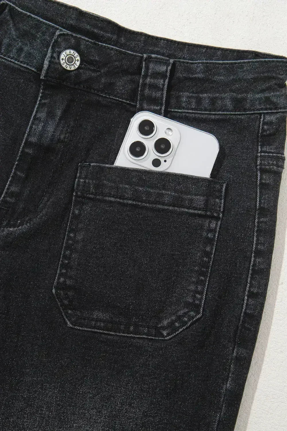 Sail Blue Wide Leg Pocketed High Waist Jeans