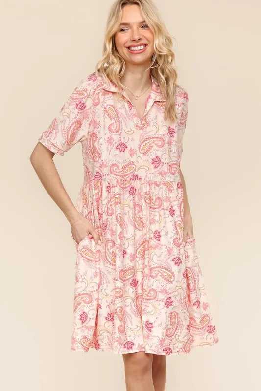 Fit and Flare Paisley Print Knit Dress For Summer – Paisley Print Dress, Fit and Flare Dress, Knit Dress, Classic Paisley Dress, Feminine Knit Dress