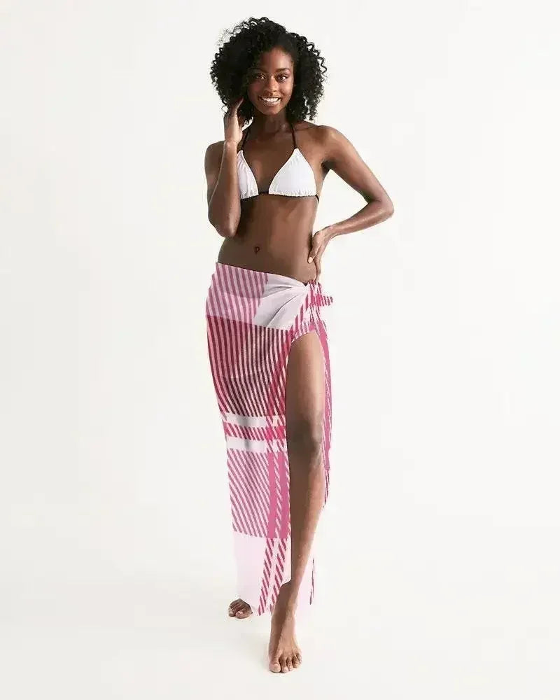Sheer Plaid Pink Swimsuit Cover Up