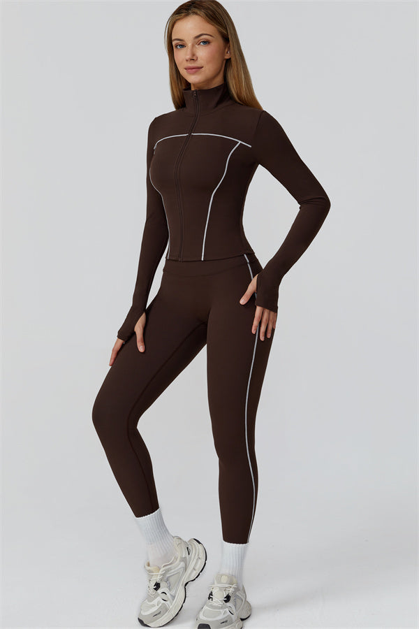 The Venus Zip Top Sports Bra Leggings 3-Piece Set