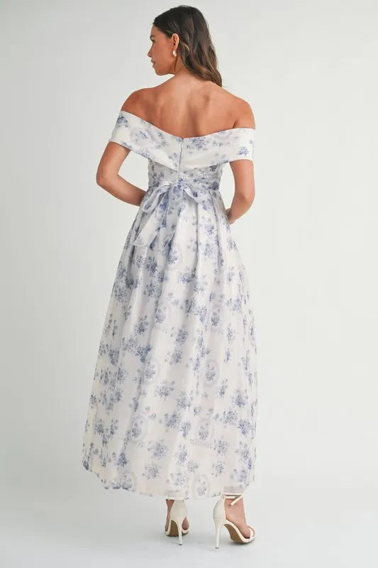Floral Printed Off Shoulder Maxi Dress – Chic Off Shoulder Maxi Dress, Vibrant Floral Print, Beach Vacation Dress, Casual Summer Maxi Dress