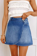 Ashleigh Blue Wrapped Crossed Waist Denim Mini Skirt