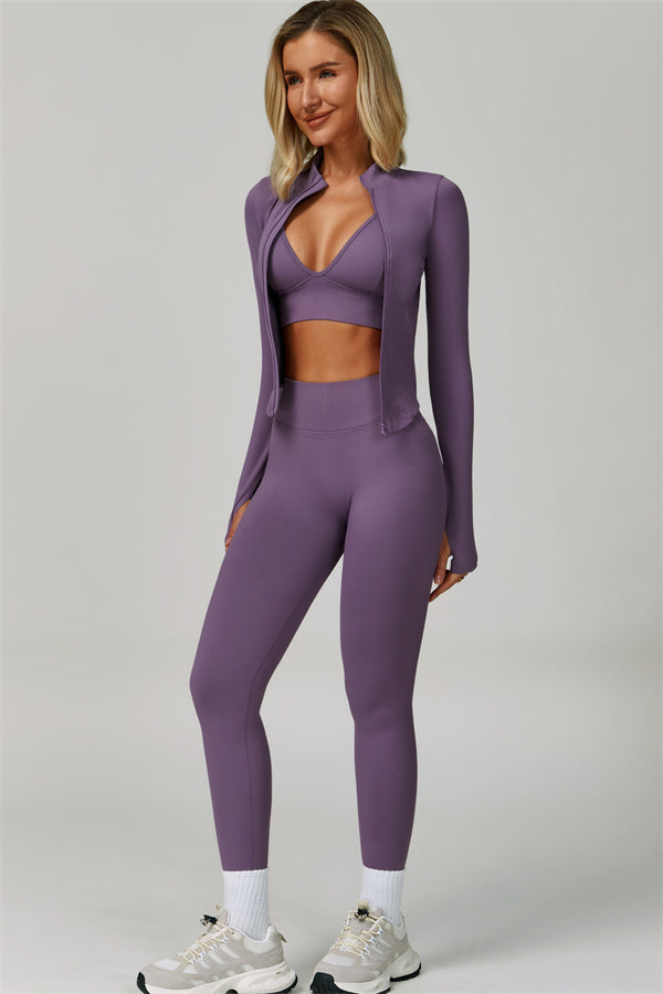 The Empower Jacket Sports Bra Leggings 3-Piece Set