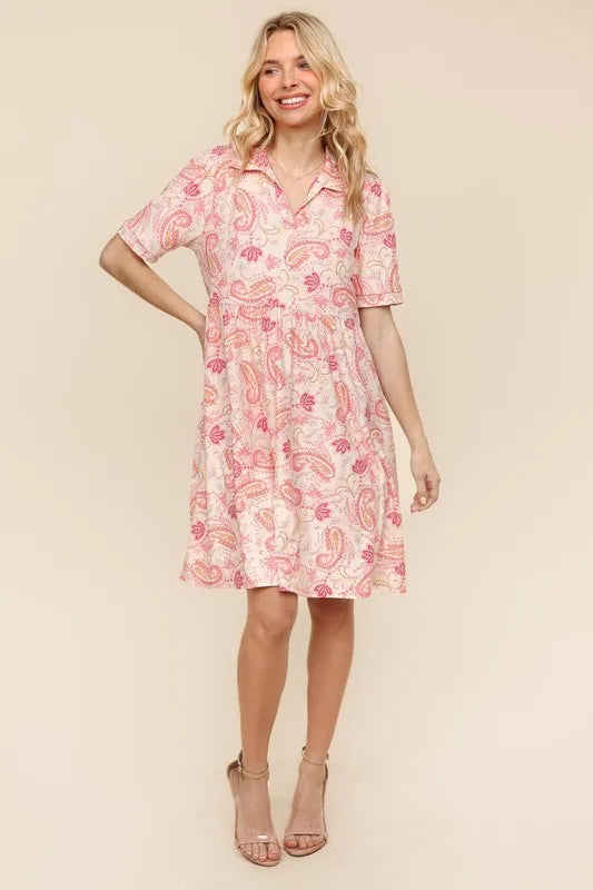 Fit and Flare Paisley Print Knit Dress For Summer – Paisley Print Dress, Fit and Flare Dress, Knit Dress, Classic Paisley Dress, Feminine Knit Dress