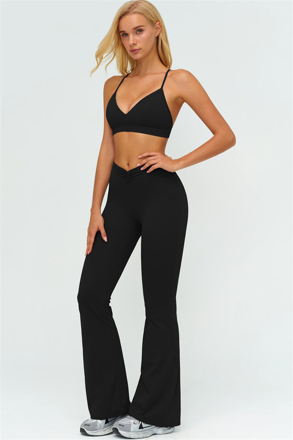 The Lushness Y-Back Sports Bra Flared Leggings 2-Piece Set