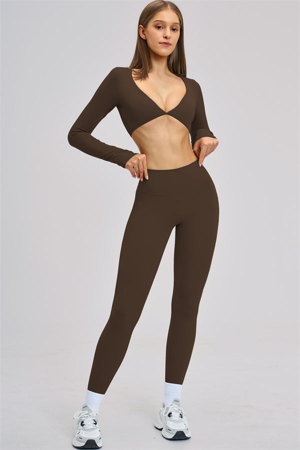 The Zestful Long Sleeve Crop Top Leggings 2-Piece Set