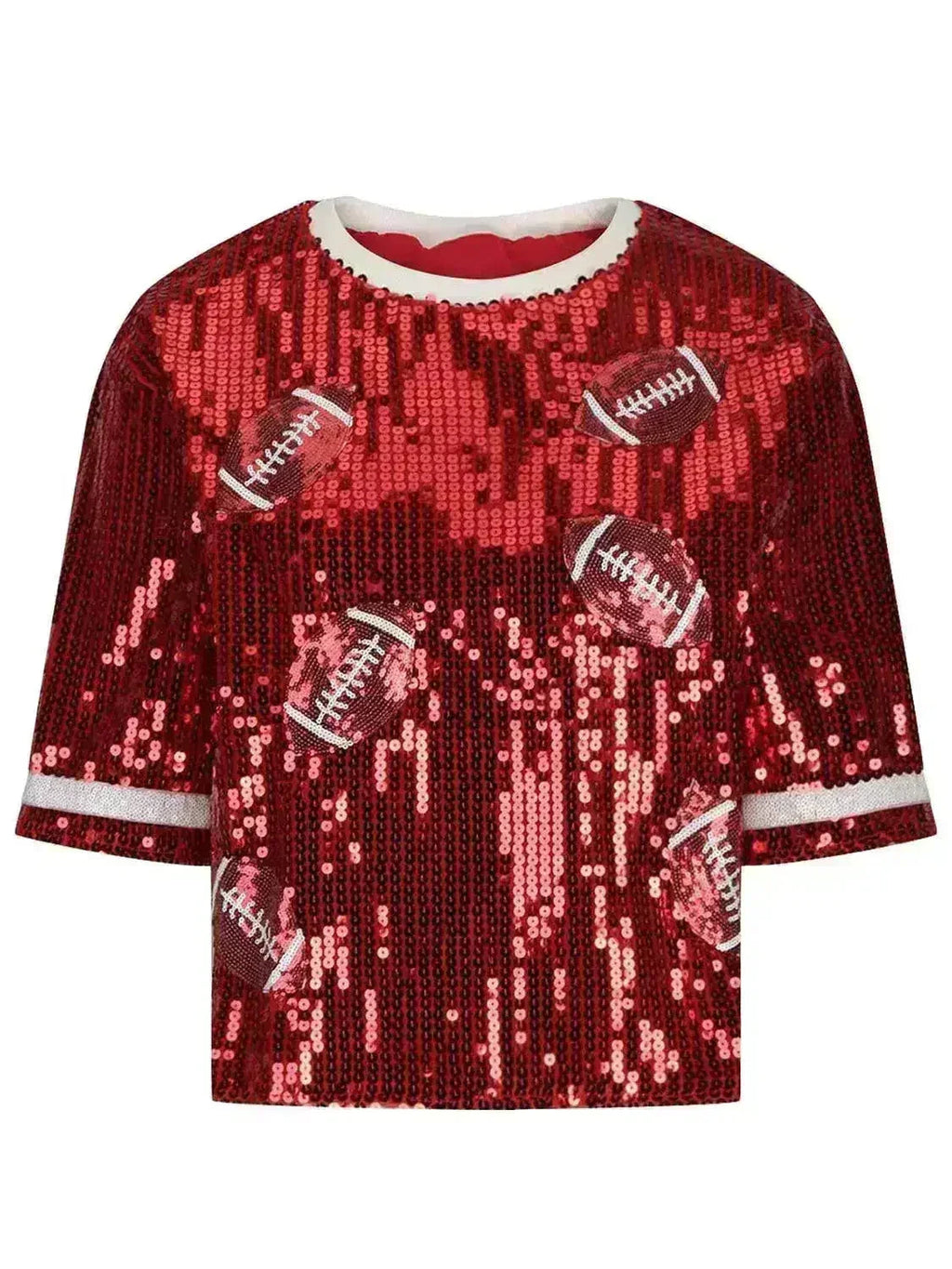 Sequin Football Top - Sparkling Half-Sleeve Blouse | Femstylo