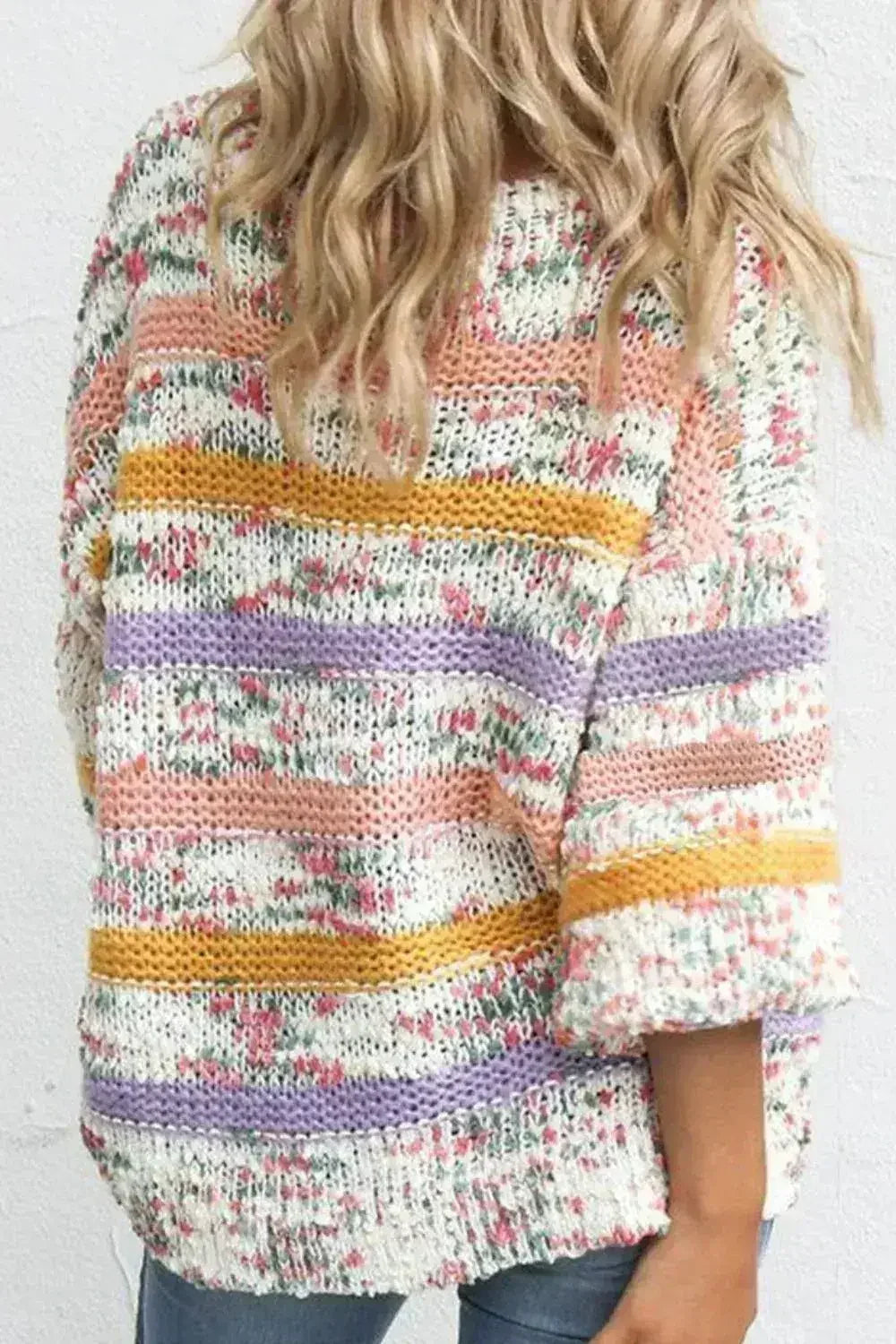 Contrast Stripes Long Sleeve Sweater | Femstylo