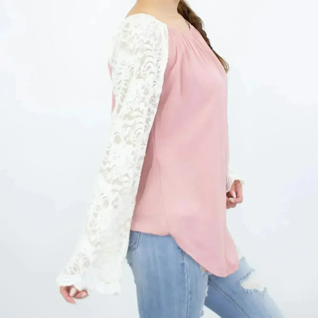 Lace Sleeve Backless Top - Rose | Femstylo Fashion | Made in USA