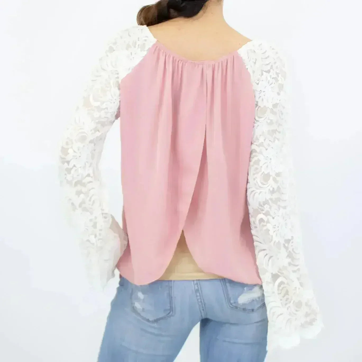 Lace Sleeve Backless Top - Rose | Femstylo Fashion | Made in USA