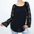 Lace Sleeve Backless Top - Black | Femstylo | Made in USA