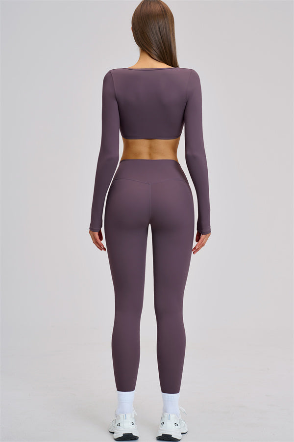 The Zestful Long Sleeve Crop Top Leggings 2-Piece Set