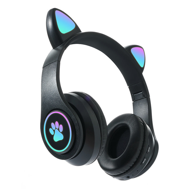 Interesting New Kids Headphones Wireless Bluetooth In Cat Ears Headphones Style With Noise Reduction Live Breathing Lights Glare and LED Lights