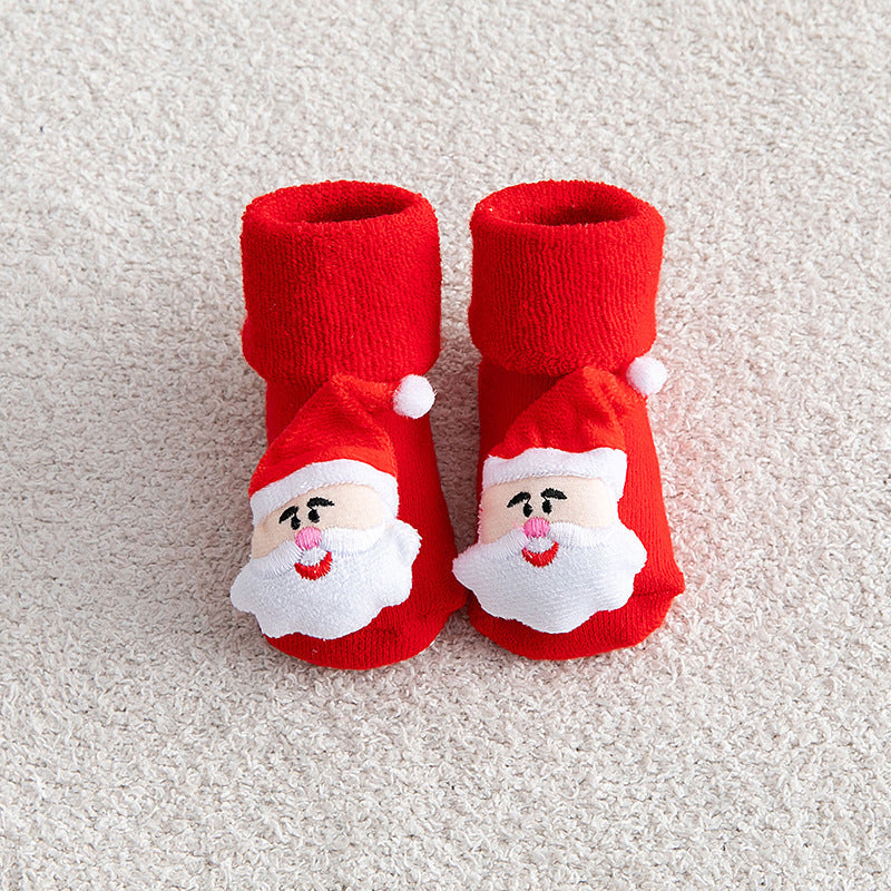 Baby Socks Christmas Anti Slip Short Socks for Baby Newborn Winter Warm Infant Cartoon Girls Boys