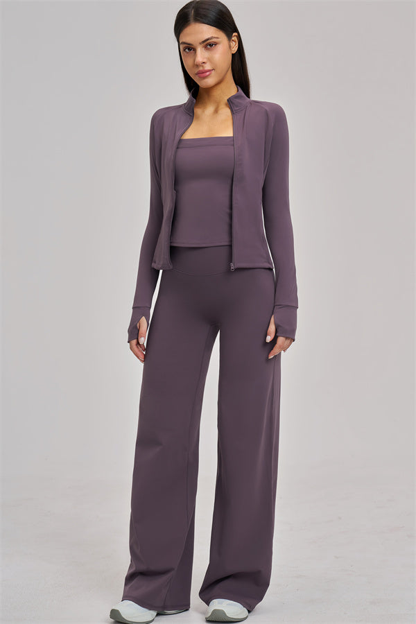 The Swoon Jacket Tank Top Flared Leggings 3-Piece Set