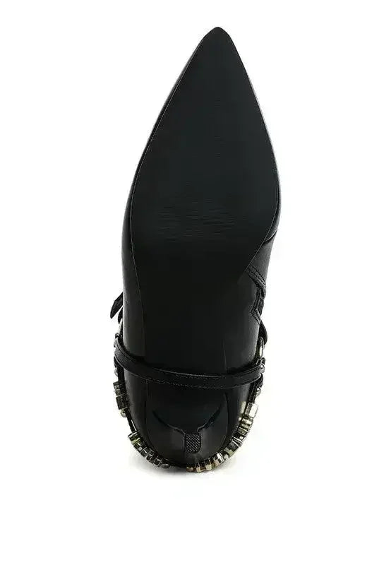 Buckle Harness Stiletto Boots - 3" Heel | Femstylo