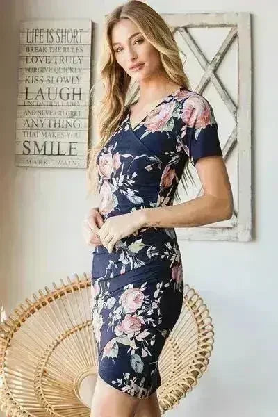 Ruched Floral Mini Dress – Vibrant Plus-Size Summer Style