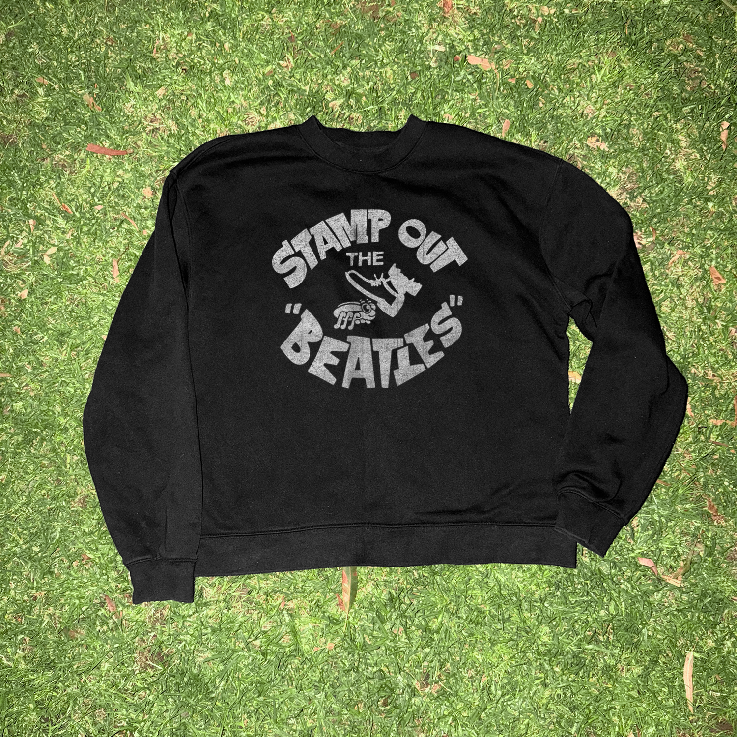 60s 'Stamp Out the Beatles' Black Crewneck Vintage Print