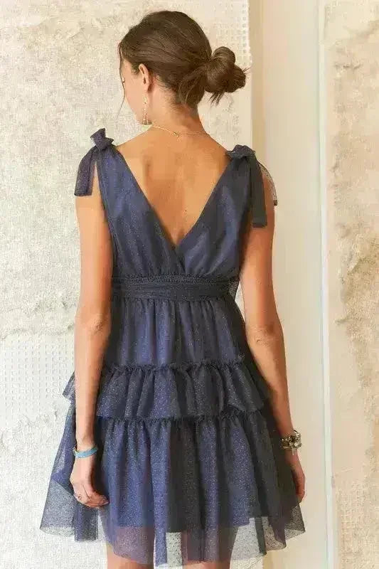 Polka Dot Mesh Dress – Playful Tie Shoulder & Smocked Detail