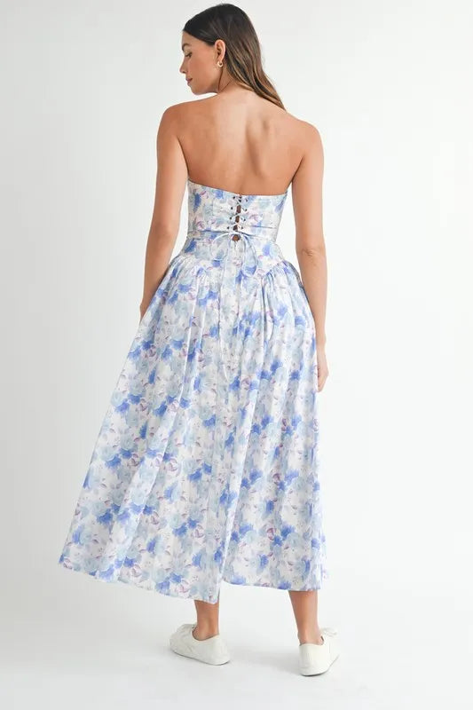 Sweetheart Neckline Floral Printed Midi Dress – Floral Midi Dress, Sweetheart Neckline Dress, Romantic Midi Dress, Feminine Floral Dress, Elegant Midi Dress