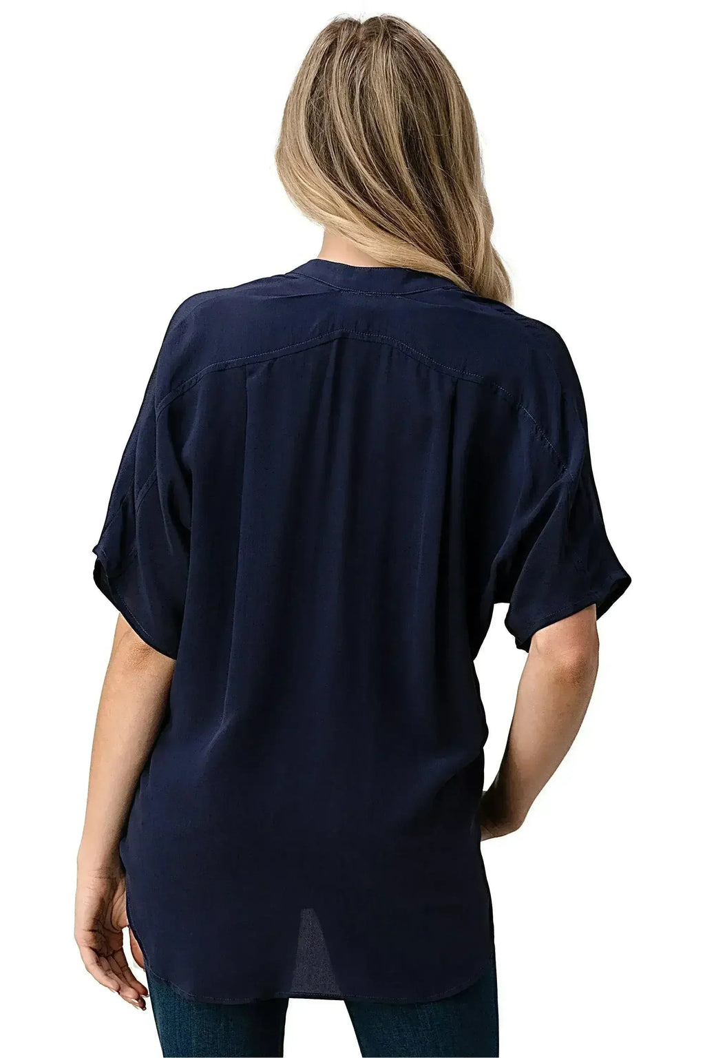 Dark Grey Silk Oversized Blouse – Effortless Dolman Sleeve Top | Femstylo