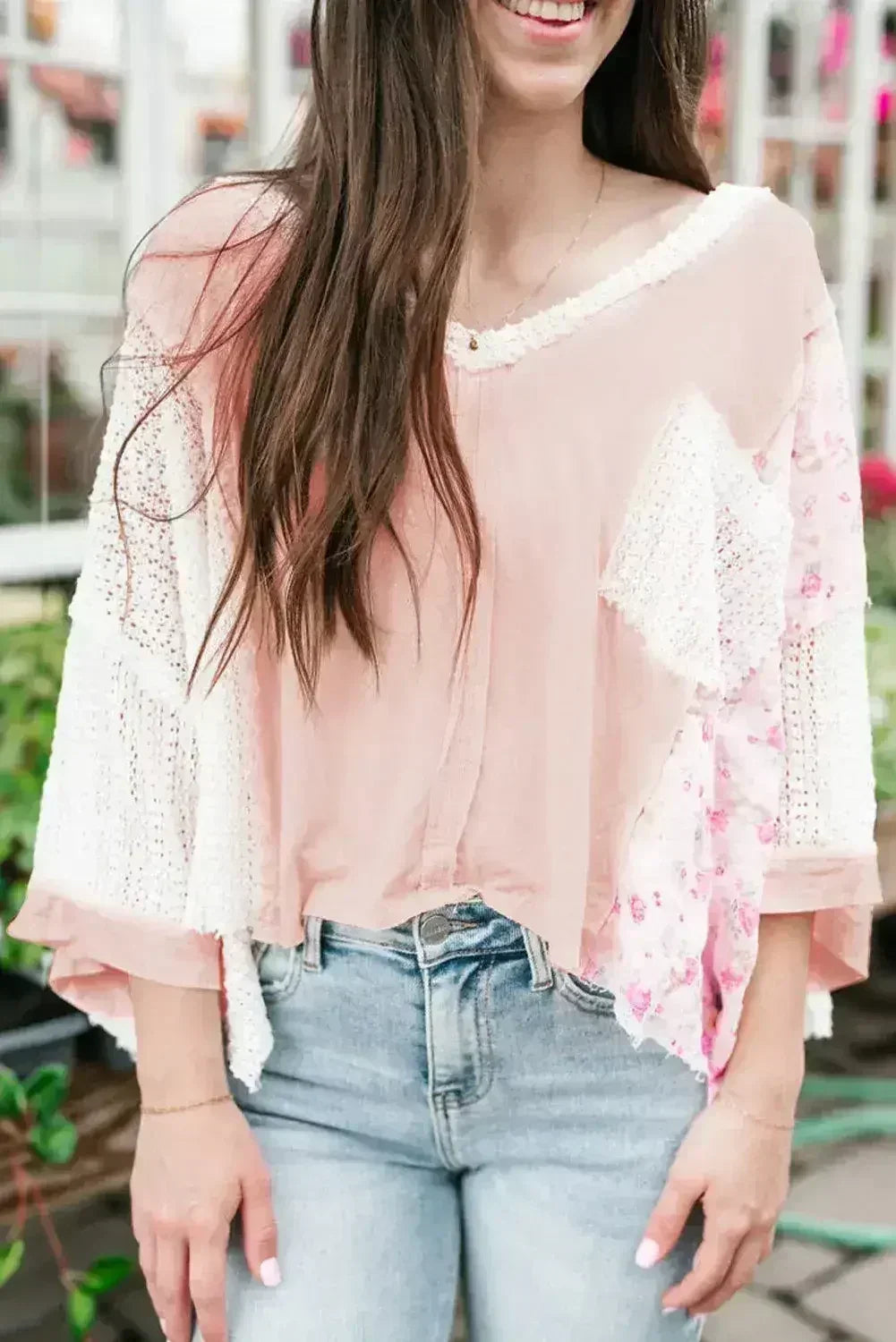 Floral Lace Crochet Blouse - Batwing Sleeves | S-2XL | Femstylo