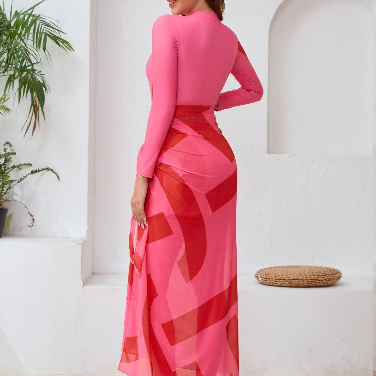 Long Sleeve Peplum Swim Set(MB025)