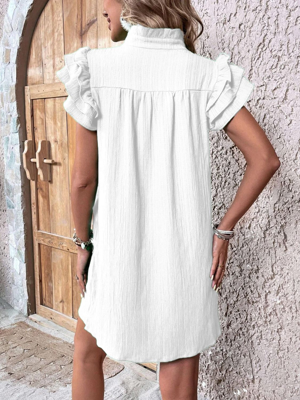Elegant Ruffled Cap Sleeve Mini Dress Feminine & Flowy Summer Dress