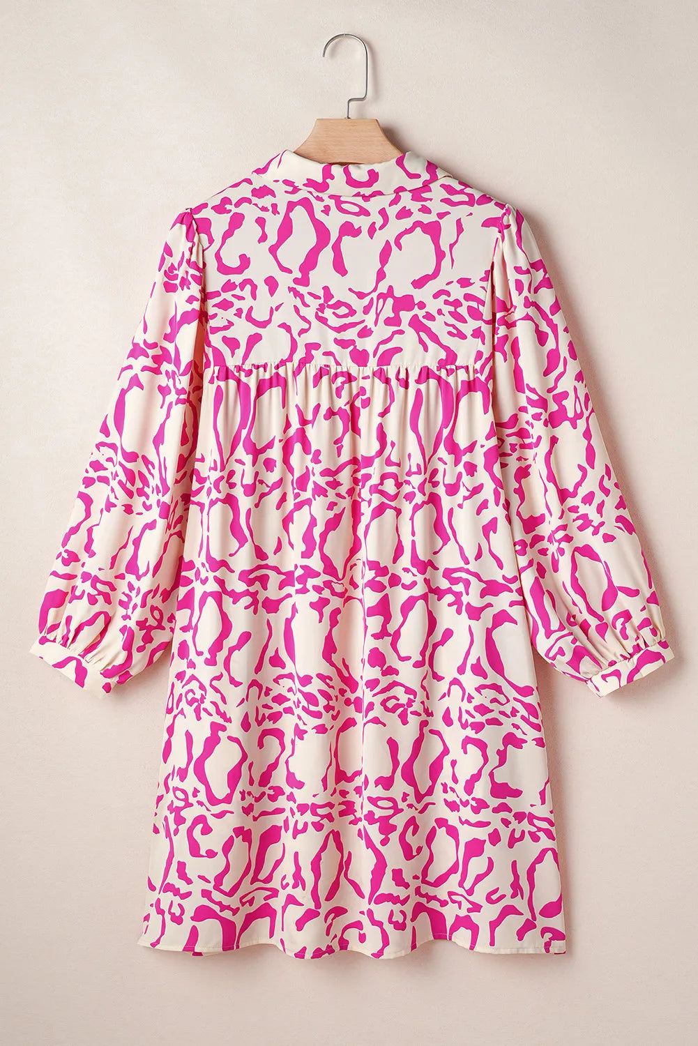 Beautiful Ivory Printed Long Sleeve Mini Dress Elegant & Chic Women's Fashion Dress
