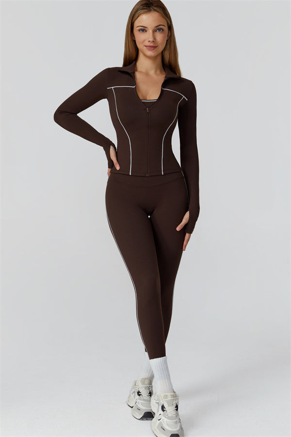 The Venus Zip Top Sports Bra Leggings 3-Piece Set