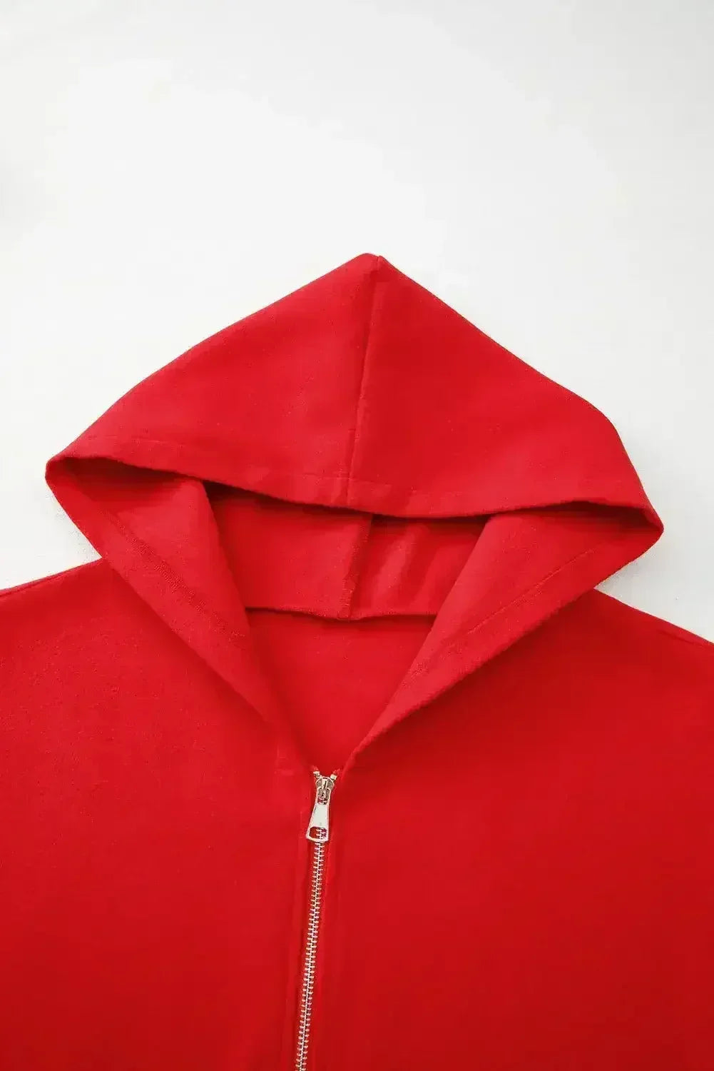 Red Zip-Up Hooded Coat - Minimalist Casual Jacket - Streetwear Essential