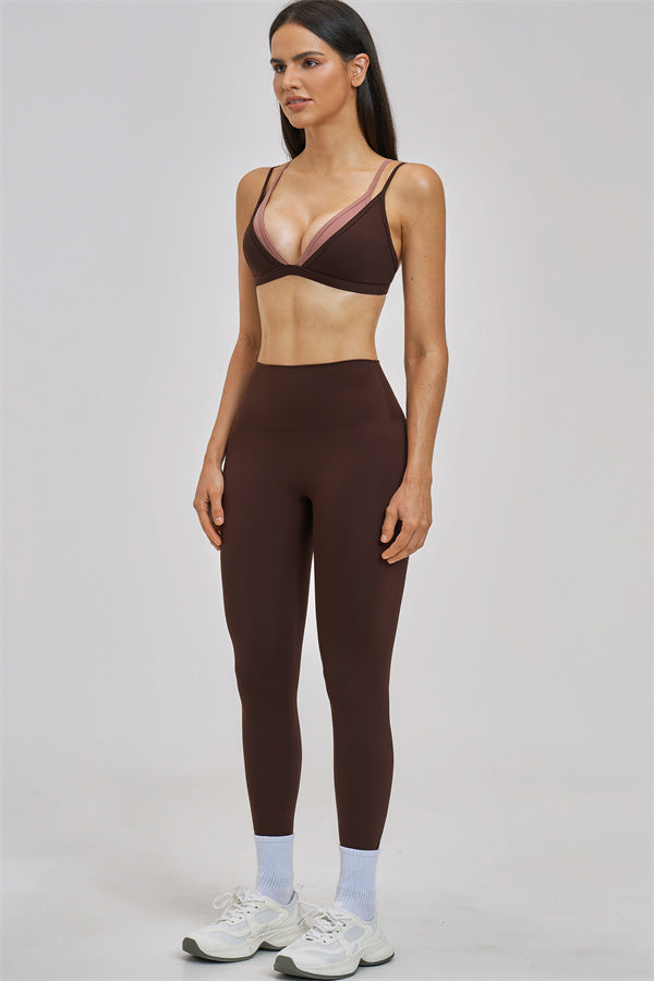 The Seraphine Layered V Sports Bra Leggings 2-Piece Set