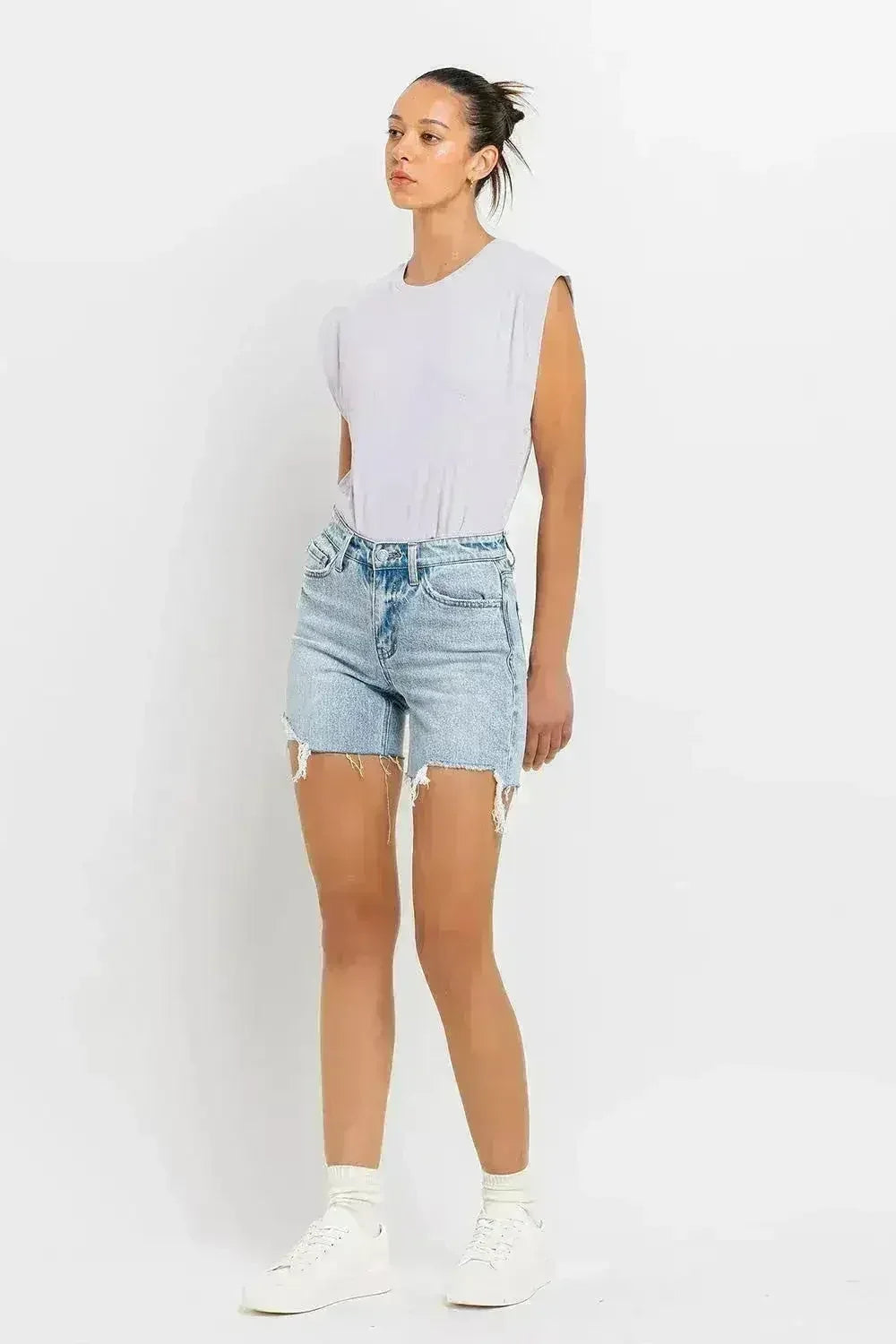 High Rise Denim Shorts by Vervet Flying Monkey | Femstylo