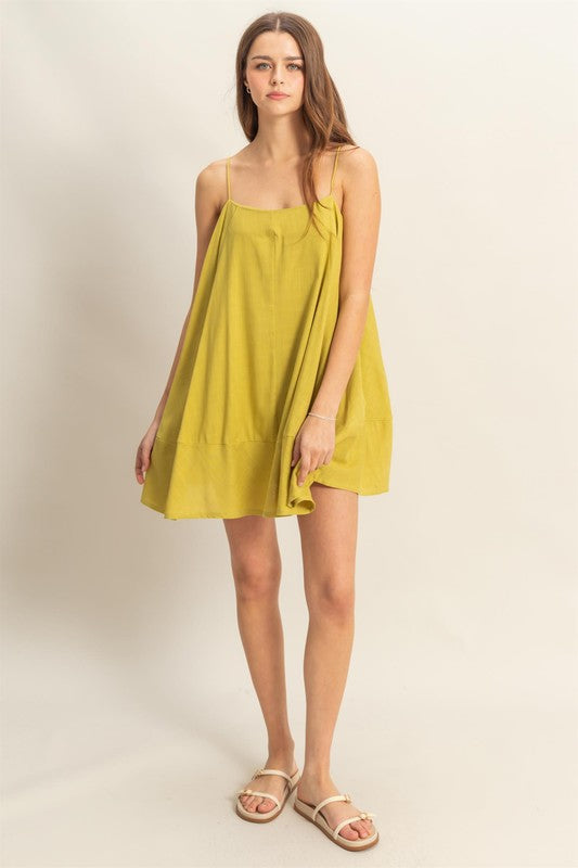 New Summer A-Line Flowy Mini Cami Dress with Pockets For Women –Casual & Chic Spaghetti Strap Dress with Functional Pockets for a Relaxed Summer Look