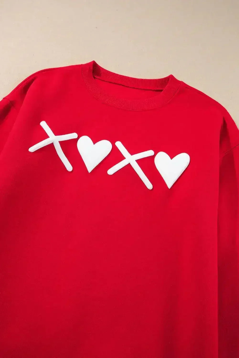 Red XOXO Heart Print Valentine Graphic Sweatshirt