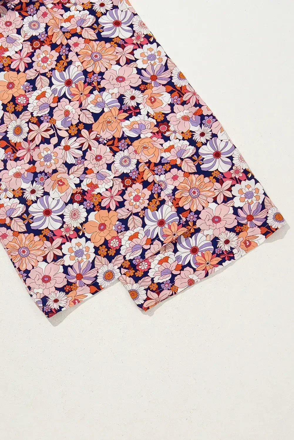 Purple Floral Square Neckline Stretch High Waist Jumpsuit
